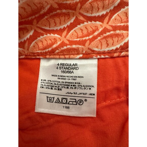 Old Navy Pixie Womens Ankle Pants Size 4 Fish Print Orange Stretch NWT Preppy - Picture 4 of 5